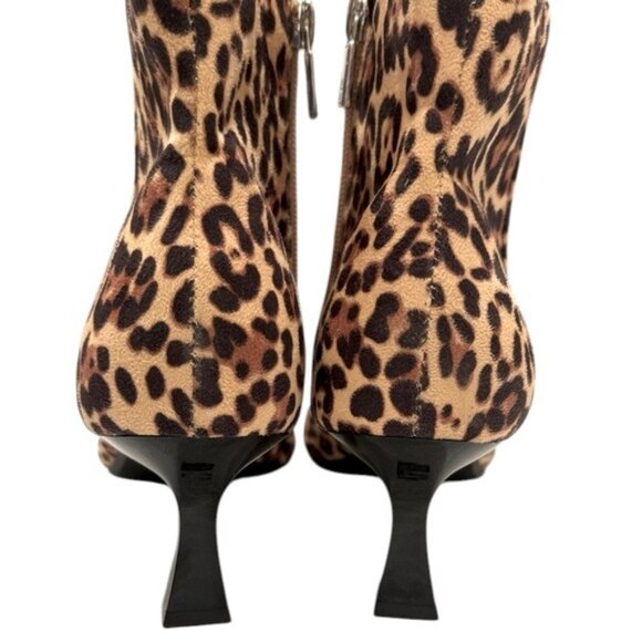 Reaction Kenneth Cole Cheetah Print Pointy Toe Sexy Kitten Heel Ankle Boots 8.5 - Picture 5 of 10